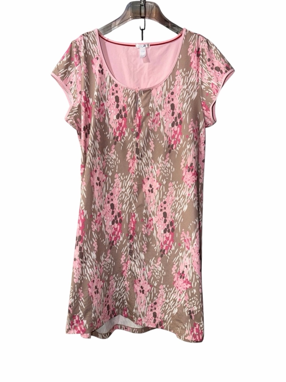Jockey Pink & Taupe Floral Short-Sleeve Nightshirt